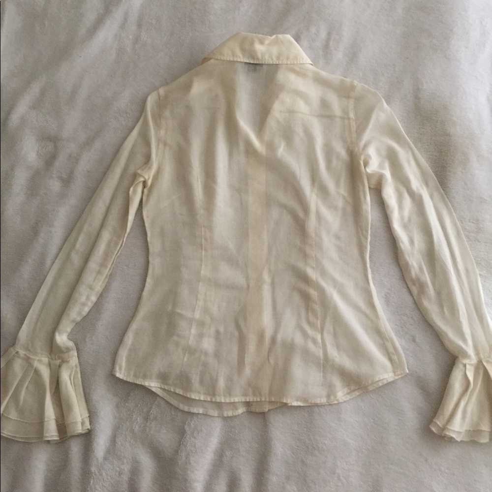 Dolce and Gabbana beige blouse bell sleeves black lace vest two different tops - Picture 10 of 13
